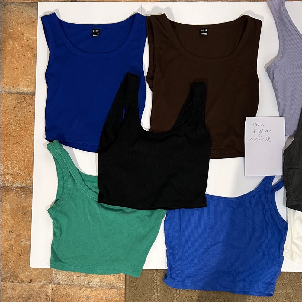 SHEIN Women's Crop Tops - Blue, Brown, Black, Green
